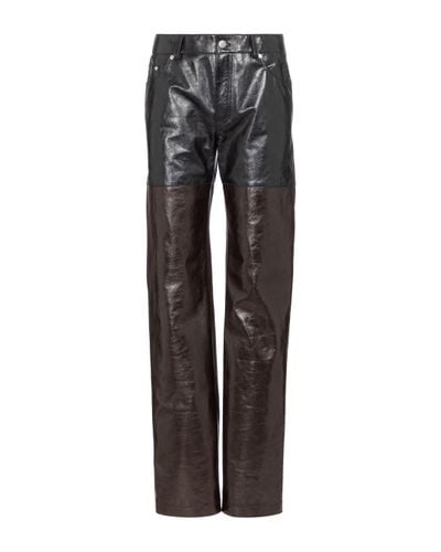 Peter Do High-rise Straight Leather Pants - Gray