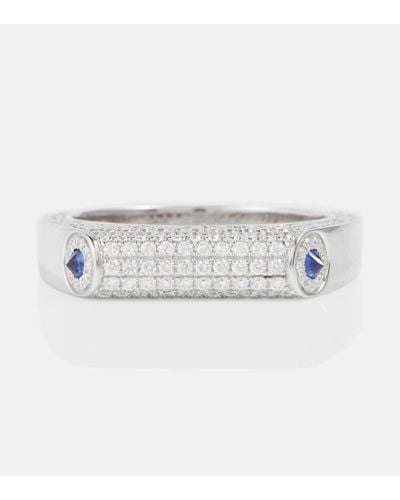 Rainbow K Grace 14kt Gold Ring With Diamonds And Sapphires - White