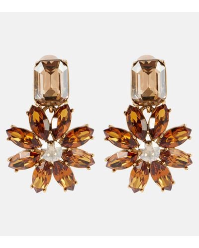 Oscar de la Renta Daisy Embellished Drop Earrings - Metallic