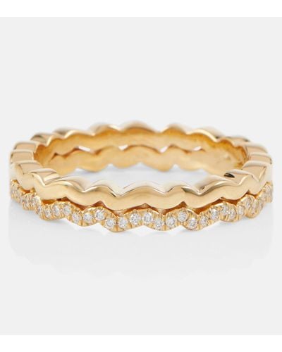Suzanne Kalan Mini Wave 18kt Gold Ring With Diamonds - Metallic