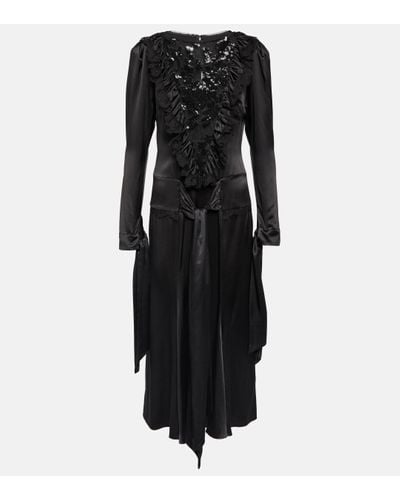 Rodarte Embellished Silk-satin Midi Dress - Black