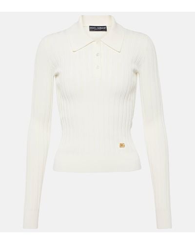 Dolce & Gabbana Long-sleeved Polo Shirt - White