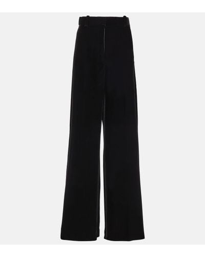 Nina Ricci High-rise Velvet Wide-leg Trousers - Black