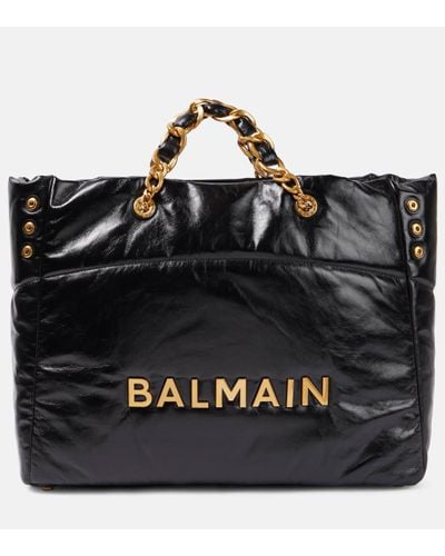 Balmain 1945 Padded Leather Tote Bag - Black