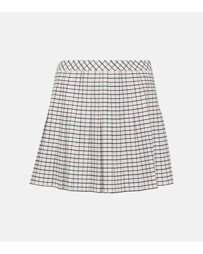 Tory Sport Checked Pleated Jersey Tennis Skirt - White