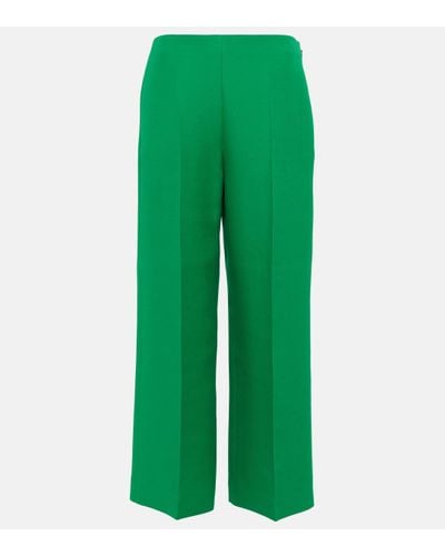 Valentino High-rise Wide-leg Cady Trousers - Green