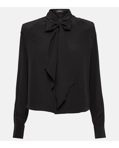 Wardrobe NYC Tie-neck Silk Crepe De Chine Blouse - Black