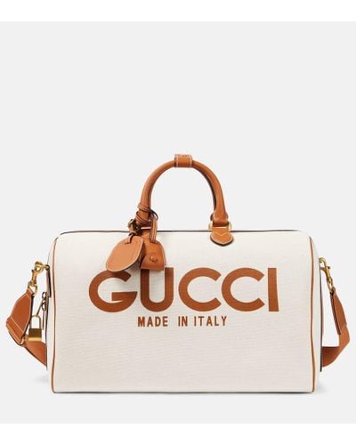 Gucci Large Logo Canvas Duffel Bag - Natural