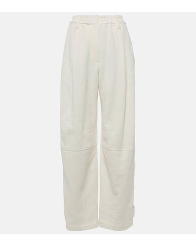 Brunello Cucinelli Herringbone Cotton And Linen Straight Trousers - White