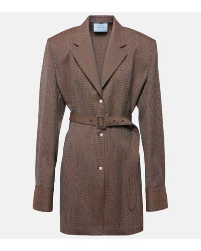 Prada Pinstripe Wool Jacket - Brown