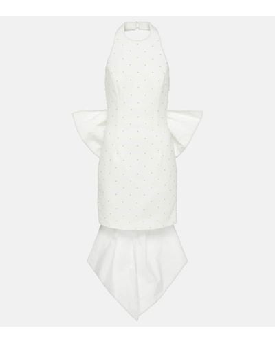 Rebecca Vallance Perle Bow Embellished Halterneck Mini Dress - White