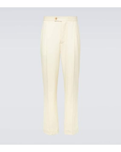King & Tuckfield Pantalones anchos de lana plisados - Blanco