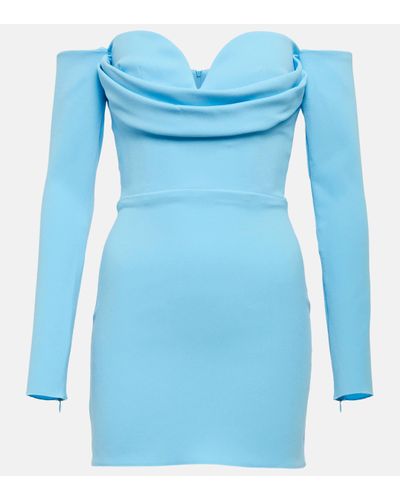 Alex Perry Mini-robe Épaules Nues En Crêpe Stretch Paityn - Bleu