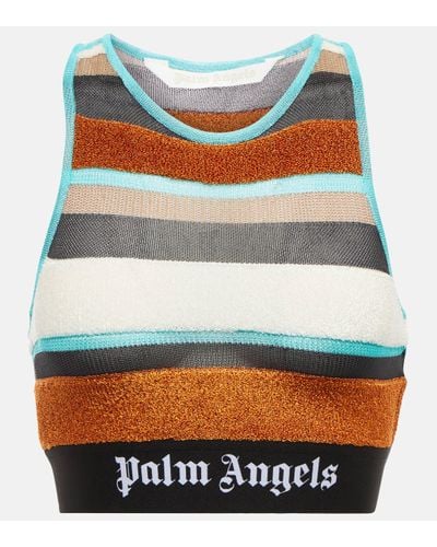 Palm Angels Lurex Stripes Knit Logo Top - Multicolour