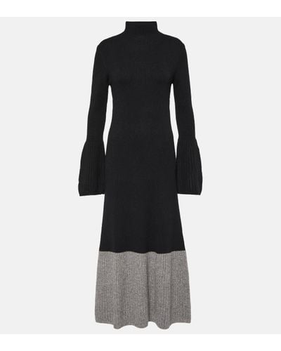 JOSEPH Colour Block Wool-blend Maxi Dress - Black
