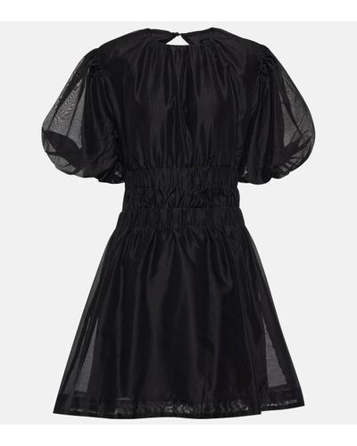 Sir. The Label Puff-sleeve Cotton And Silk Minidress - Black