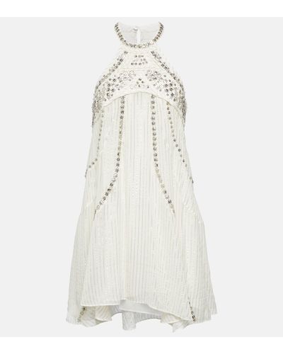 Isabel Marant Orfra Embellished Silk-blend Minidress - White