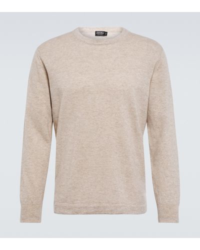 ZEGNA Oasi Melange Cashmere And Linen Sweater - Natural