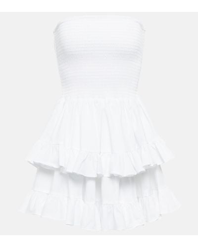 Caroline Constas Farrah Cotton-blend Smocked Minidress - White