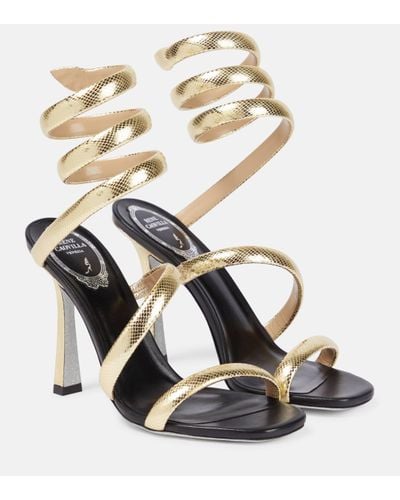 Rene Caovilla Cleo Leather Sandals - Metallic