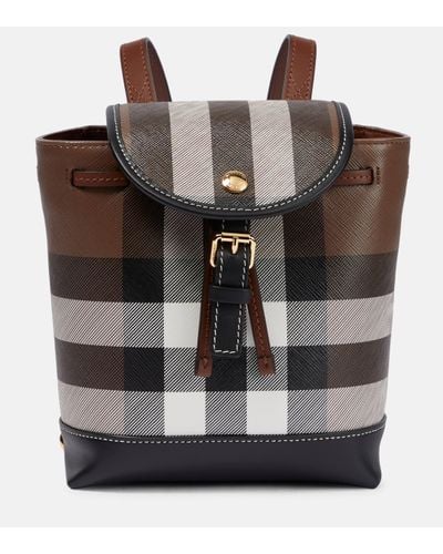 Burberry Micro Checked Canvas Backpack - Black
