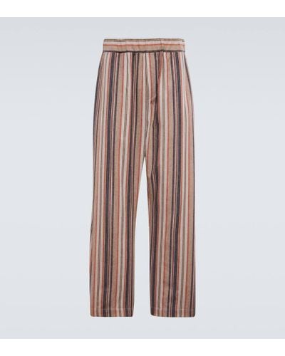 The Elder Statesman Leisure Stripe Cashmere-blend Pants - Pink