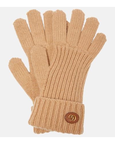 Gucci Wool Cashmere Gloves With Double G - Natural