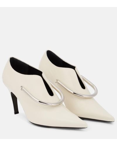 Jil Sander Embellished Leather Court Shoes - White