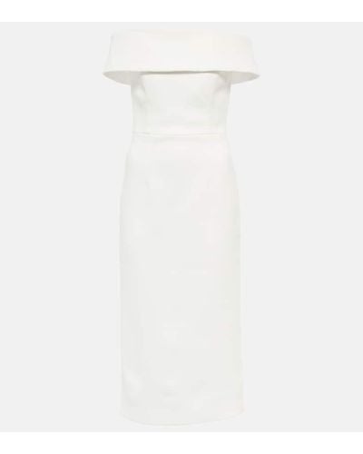 Rebecca Vallance Bridal Amore Off-shoulder Crepe Midi Dress - White