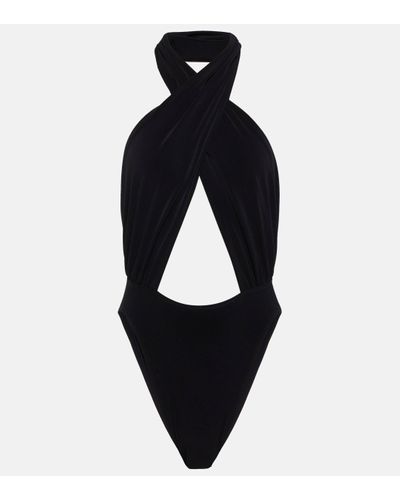 Norma Kamali Crossover Halterneck Bodysuit - Black