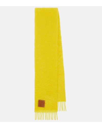Loewe Anagram Mohair And Wool Scarf - Yellow