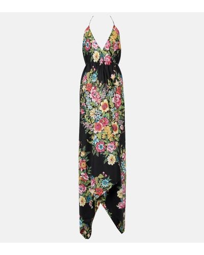 Etro Floral Silk Midi Dress - Metallic