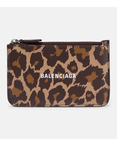 Balenciaga Cash Leopard-print Leather Card Holder - Brown
