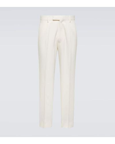 Zegna Pantalones rectos de algodon y lana - Blanco