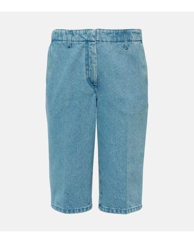 Dries Van Noten Bermuda di jeans a vita media - Blu