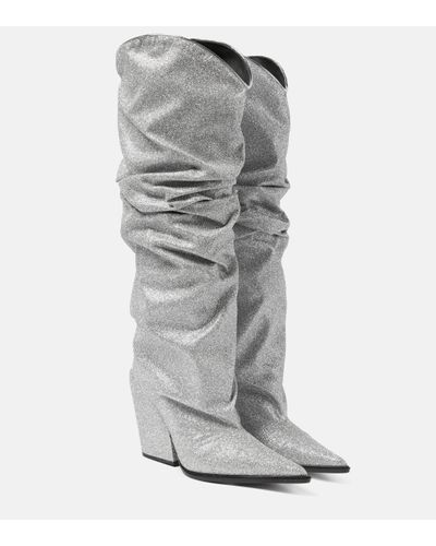 Alexandre Vauthier Glitter Knee-high Boots - Grey