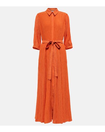 Gabriela Hearst Andy Cotton And Silk Shirt Dress - Orange