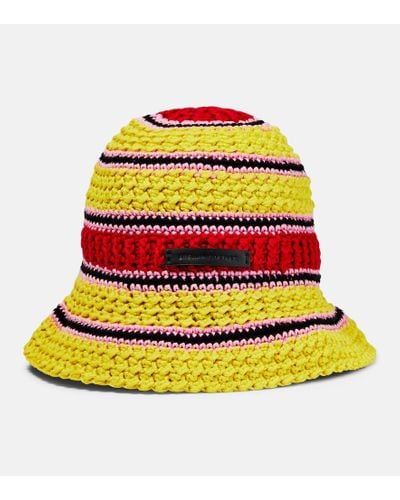 Stella McCartney Sombrero en croche de algodon con logo - Amarillo