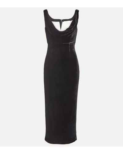 Roland Mouret Off-shoulder Velvet Midi Dress - Black