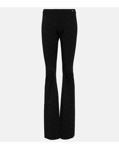 Versace Greca Intarsia High-rise Flared Trousers - Black