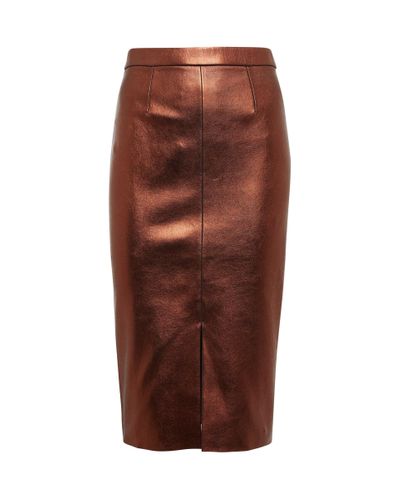 Stouls Carmen Leather Pencil Skirt - Brown