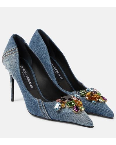 Dolce & Gabbana Salones de denim con cristales - Azul