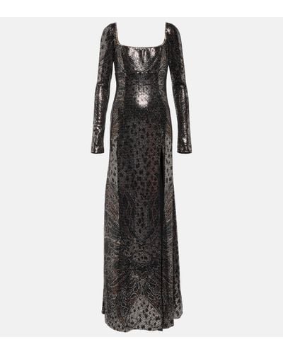 Etro Robe longue imprimee a ornements - Noir