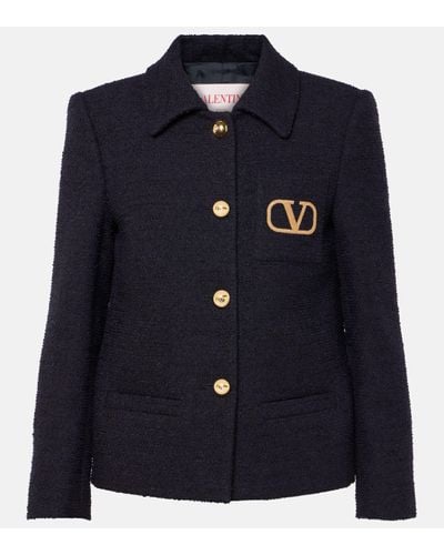 Valentino Vlogo Signature Tweed Jacket - Blue