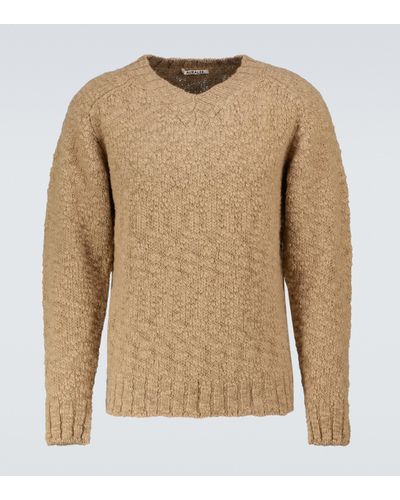 AURALEE Jersey de lana con cuello en pico - Neutro