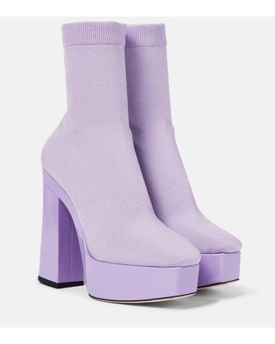 Jimmy Choo Stivaletti Giome 140 in maglia - Viola