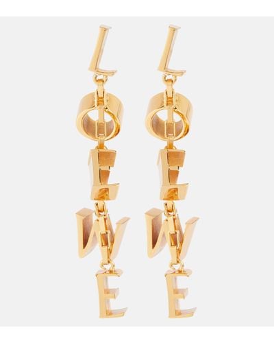 Loewe Letter-charms Plated Drop Earrings - Metallic