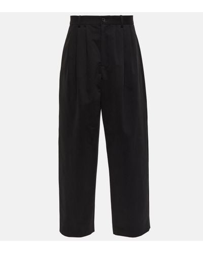 The Row Rufos Cotton And Wool Wide-leg Trousers - Black