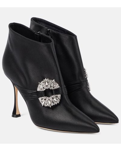 Manolo Blahnik Prabina 105 Embellished Ankle Boots - Black