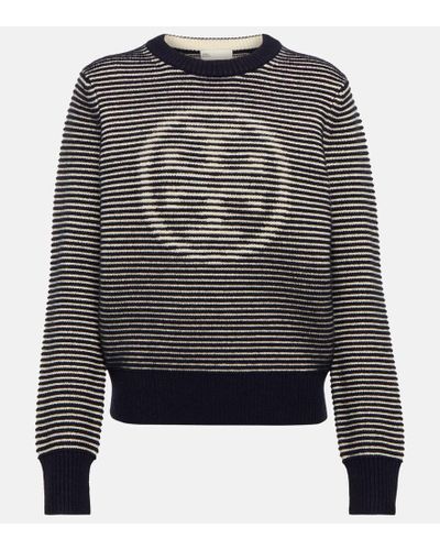 Tory Burch Striped Wool Sweater - Blue